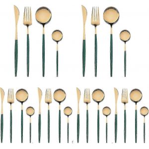 Ménagère 24 Pièces En Acier Inoxydable Poli Miroir, Service De Couverts Western Pour 6 Personnes, Comprenant Fourchettes, Cuillères Et Couteaux. - Neuf