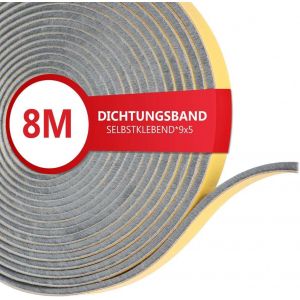 8m Joint Brosse Porte Coulissante, 9mm(B) X 5mm(D) Joint Fenetre Isolation, Joint Brosse Adhésif Joint Porte Entree Anti Froid, Lsolation Phonique - Gris - Neuf