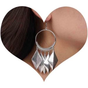 Kal-Boucles D'oreilles Boho Carré Pendantes Boucles D'oreilles Géométriques Vintage Boucles D'oreilles Géométriques Argentées Boucles D'oreilles Chandelier Super Légères Bijoux Pour Femmes Et - Neuf