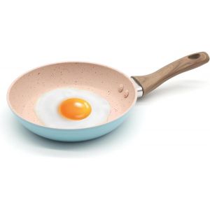 Mini Po&ecirc;le Induction 16 Cm, Bleu Avec La Poign&eacute;e De Bois, Petite Poele &Agrave; Oeuf Induction, 16 Cm Mini Poele, Pour Le Camping, La Cuisine, La Cuisini&egrave;re &Agrave; Gaz - Neuf