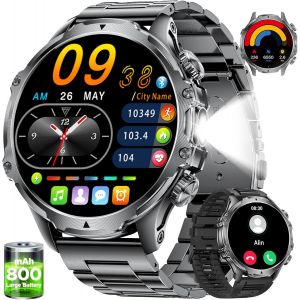 Lige Montre Connectée Homme Avec Écran Hd De 1,85'' Et Torche Led,800mah,Smartwatch Homme Avec Appel Bluetooth,Ip68 Étanche 110+ Sportifs/Sommeil Moniteur,Pour Android Ios - Neuf