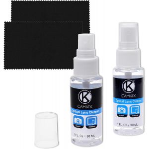 Kit de Nettoyage Camkix pour Objectifs et &Eacute;crans &iquest; 2x Spray Nettoyant, 2x Chiffon en Microfibre &iquest; Parfait pour Nettoyer l'Objectif de Votre Appareil Photo Reflex et Compatible avec Votre Cam&eacute;ra - Neuf