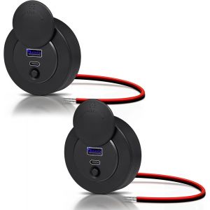 Prise USB 12V Chargeur Camping-Car, Double Port PD3.0 USB-C 20W et QC3.0 USB-A 18W, pour Bateau Marine Camion Caravane V&eacute;hicule Voiture (38W*2) - Neuf