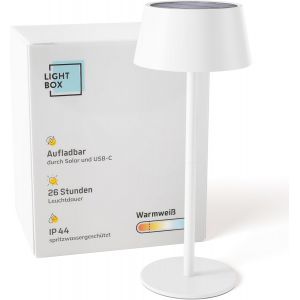 Trahoo-Led Lampe De Table D'ext&eacute;rieur | &Oslash; 13 Cm | Lampe D'ext&eacute;rieur Sans Fil Avec Solaire | Variateur Tactile &Agrave; 3 Niveaux | Lampe De Table Aliment&eacute;e Par Batterie (4 W, 300 Lm, 3000 K) En M&eacute;tal / - Neuf