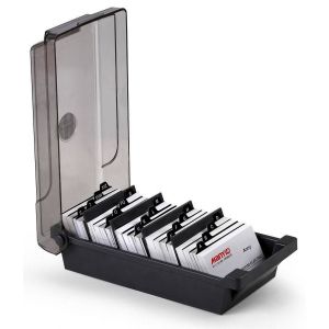 Boîte De Rangement Pour Cartes De Visite De Grande Capacité, Capacité De 500 Cartes, 4 Panneaux De Septum Et Étiquettes D'index Az - Neuf