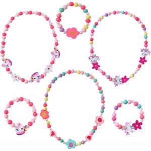 Bracelet Fille, 6 pi&egrave;ces Bracelet Amiti&eacute;, Bracelet Bois Color&eacute; Enfants Ensemble de Bijoux, Princesse Collier Bracelets Set, Enfant Jouet Bijoux DIY Charms Bracelet Kit,pour Enfants Filles F&ecirc;tes Cadeau - Neuf