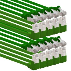 KAL-366185 Câble Réseau Cat.6 Angle 90 Degrés 2M - Vert - Paquet De 10 - Câble Patch Cat6 (Sftp Pimf) 1000Mbit/S Connecteur Rj 45-10 X 2M Mètres Vert - Neuf