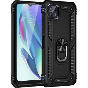 Kal-Coque Pour Motorola Moto G50 5g + Hd Verre Trempé, Étui Protection Tpu/Pc Souple Durable Avec Support De 360° Rotation Anneau Antichoc Armor Box Coque, Noir - Neuf