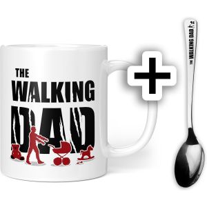 Eryi-Idée Cadeau Pour Papa, Tasse Avec Cuillère, Motif De Walking Dad, Cadeau De Naissance, Fête Des Pères, Anniversaire, Motif De Walking Dad + Cuillère, 1 Pièce (1 Pièce) - Neuf