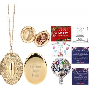 Kal-Collier Coeur Personnalisable Avec Photo/Texte,Pendentif Cadre Photo Ouvrable Bijoux Tendance Plaqué,Cadeau Parfait Pour Noël Valentin Fête Des Mères - Neuf
