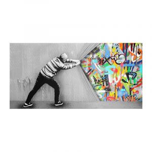 Graffiti Toile Art Décor Derrière Le Rideau Graffiti Art Peinture Street Art Impression Sur Toile Peinture - Neuf