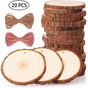 Disques Ronds Décoratifs En Bois Avec Trou 30 X 6-7 Cm Disques De Bûches De Bois 10 M Ficelle De Coton Pour Bricolage - Neuf