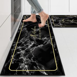 Sjzg-Tapis De Cuisine En Caoutchouc Lavable 2 Pi&egrave;ces,Absorbant L'eau Et L'huile Tapis Cuisine Pour Cuisine, Buanderie, Salon (40x120cm+40x60cm) - Neuf