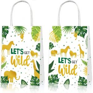 Tianyi-Sac En Papier Portable Cadeau, 12 Pi&egrave;ces Sacs Cadeaux De Remerciement Avec Poign&eacute;es, Sac En Papier Kraft, Sac Th&egrave;me Des Animaux De La Jungle, Gift Bag, Pour Anniversaire Et C&eacute;l&eacute;brations De F&ecirc;t - Neuf