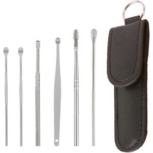 Printemps C&eacute;rumen Outil De Nettoyage Ensemble, Le M&eacute;tal De La Cire D'oreille Suppression Du Kit, R&eacute;utilisable Oreille Nettoyant Avec Sac De Rangement, Noir, Oreille Cuill&egrave;re Outils - Neuf