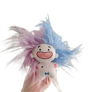Dr&ocirc;le Douze Constellations Peluche Jouets D&eacute;sordonn&eacute; Cheveux Explosion Krokmou Coton Poup&eacute;e Jouet Figurine Porte-cl&eacute;s Enfants Violet + Bleu - Neuf