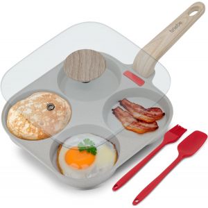 Subzonal-Po&ecirc;le &Agrave; Induction &Agrave; Cr&ecirc;pes, 4 ?ufs Frits Ou Poch&eacute;, Couvercle En Verre, Po&ecirc;le En Aluminium Antiadh&eacute;sive Granite Stone Sans Ptfe Et Pfoa, Convient &Agrave; Toutes Les Cuisines, Avec Spatule Et Pincea - Neuf