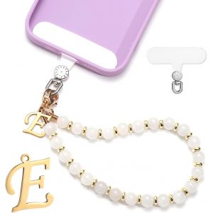Kal-Jeu Bracelet De Téléphone Perles, Charme De Téléphone Initiales Dragonne De Téléphone Avec Patch Pour Lanière De Téléphone Mains Libres Bracelet De Téléphone Pour Femmes Filles - Neuf