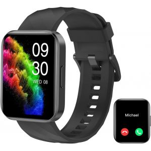 Montre Connect&eacute;e Homme Femme Smartwatch Appel Bluetooth Montre Sport Podometre Cardiofrequencemetre Oxymetre Multisport pour Android iOS Noir - Neuf