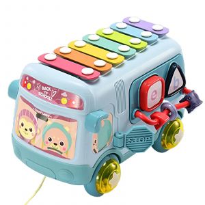 B&eacute;b&eacute; &Eacute;ducation Jouet Multipurpose Musicalit&eacute; En Plastique B&eacute;b&eacute; Puzzle Bus Jouet Pour Indoor_Blue - Neuf