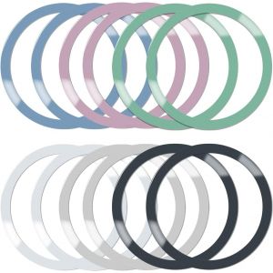 Lot De 12 Anneaux Magn&eacute;tiques Universels En M&eacute;tal Avec Autocollant,6 Couleurs,Anneaux En M&eacute;tal Ultra Fins Compatibles Avec Chargeur Sans Fil Magsafe,Chargeur De Voiture Sur La Plupart Des - Neuf