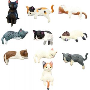 KALANKA-10 Pi&egrave;ces Figurine Chat Mat&eacute;riau en R&eacute;sine Statue Chat Conception Simulation Animaux Miniatures Forme Mignonne D&eacute;coration D'int&eacute;rieur pour F&ecirc;tes D&eacute;m&eacute;nagement Achat d'une Nouvelle Voiture - Neuf
