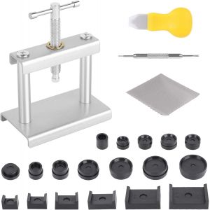 Kal-Presse De Boîtier Montre, Outil De Réparation De Montre Avec 18 Matrices, Presseur De Boîtier De Montre Pour La Fermeture Du Boîtier Et Le Changement De La Pile - Neuf