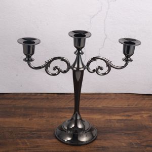 Chandelier en métal en 3 branches pour les bougies coniques, détenteur de la bougie décorative vintage pour le mariage, dîner aux chandelles, table de fête, décoration d'intérieur (noir) - Neuf