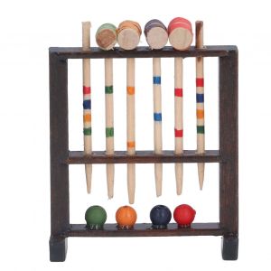 Jeu De Croquet Miniature En Bois Pour Maison De Poupee, Echelle 1/12, Petite Decoration, Jouets Pour Enfants - Neuf
