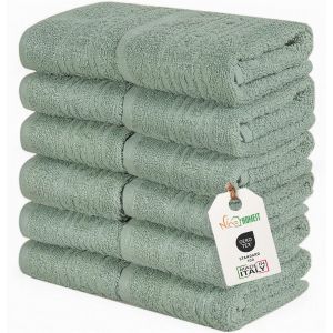 Kal-Lot De 12 Serviettes Mini Serviettes 30 X 30 Cm - Serviettes Visage Et Invités 100% Coton Filé À Anneau - Pour Mains, Bébés, Maquillage, Cuisine, Maison Et Voyage. Légères, Douces - Neuf