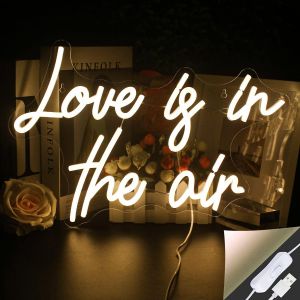 Love Is In The Air Enseigne Au Néon Néon À Led Blanc Chaud Pour Décoration Murale Usb Enseigne Néon Lettre Mariage Néon Pour Chambre À Maison Bar Pub Mariage Fête Décor Cadeau - Neuf