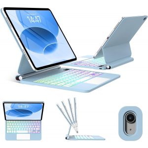 Clavier pour iPad A16 10/11 Ème Generation (10.9 Pouces 2022/11 Pouces A16 2025),Smart Touchpad iPad 11 Clavier AZERTY FR Version Détachable sans Fil, Rose - Neuf