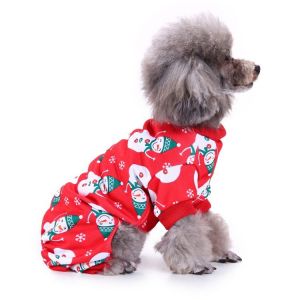 Adorables Petits Chiens De Compagnie Les Pyjamas, V&ecirc;tements De Bonhomme De Neige Flocon De Neige Rouge Animal De No&euml;l V&ecirc;tements Halloween, No&euml;l, Animaux De V&ecirc;tements De Dr&ocirc;les De V&ecirc;tements Pour Chie - Neuf