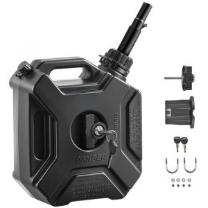 Bidon d'Essence 5 L avec Bec Verseur-Duoku-Syst&egrave;me de Verrouillage S&eacute;curis&eacute;-D&eacute;bit Rapide de 15 L/min-Portable-Etanche-Noire - Neuf