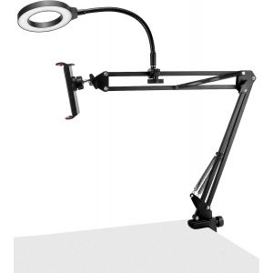 LORANKA-&reg; Support de t&eacute;l&eacute;phone avec Anneau Lumineux, Pince de Montage de t&eacute;l&eacute;phone sur Le Bureau, pour Diffusion en Direct, Enregistrement vid&eacute;o, enseignement en Ligne - Neuf