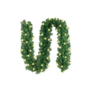 Guirlande de sapin de No&euml;l avec lumi&egrave;res LED - D&eacute;coration de 2,7 m &agrave; piles pour une utilisation int&eacute;rieure/ext&eacute;rieure - Neuf