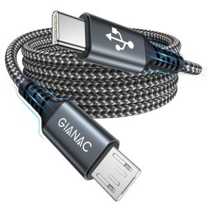 KALANKA-C&acirc;ble USB C vers Micro USB [3M] USB C vers Micro C&acirc;ble de Charge C&acirc;ble Tress&eacute; Nylon Type C vers micro c&acirc;ble Compatible avec MacBook Pro,Galaxy S7/S5/J3/J5/J7, Kindle,Xiaomi,Huawei,LG,Nokia - Neuf