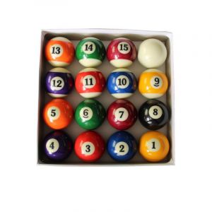 Set de 16 Boules de Billard Am&eacute;ricain en r&eacute;sine (57mm) 15 boules multicolores num&eacute;rot&eacute;es - Multicolore - Neuf