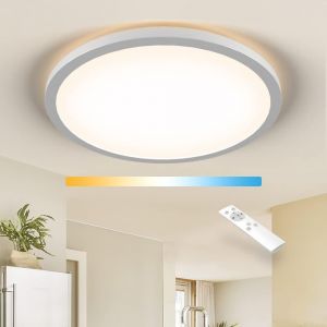 KAL-Plafonnier-Led Dimmable Luminaire Salle De Bain, 18W 1600Lm Plafonnier Salon 2700K-6500K Blanc Chaud Naturel Lumière Blanc Froid,Pour Chambre,Cuisine,Balcon,Couloir,295×25Mm - Neuf