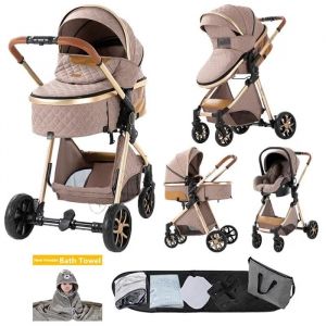 Poussette Magic Zc Poussette 3 En 1 Pousette Pousette Trio 3 En 1 Frein &Agrave; Pied Cadre En Alliage D'aluminium Serviette De Bain Kaki - Neuf