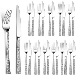 Oayew-Lot De 24 Couverts &Agrave; Steak En Acier Inoxydable Avec Couteau &Agrave; Steak Et Fourchette &Agrave; Steak, Couverts &Agrave; Steak Pour 12 Personnes, Set De Couverts Avec Poign&eacute;e Carr&eacute;e Pour Maison, Restaurant - Neuf