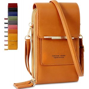 CAUC-Pochette Telephone Portable en Cuir PU pour Femme, Sac Telephone Portable Petit Multifonctionnel avec Portefeuille, Pochette Portefeuille Femme pour T&eacute;l&eacute;phones Jusqu'&agrave; 6,9"" (Marron) - Neuf