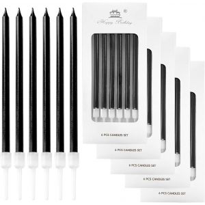36 Pi&egrave;ces Bougies De G&acirc;teau D'anniversaire,Bougie Anniversaire Longue Avec Supports,Bougies Fine Pour La D&eacute;coration De F&ecirc;te De G&acirc;teau De Mariage D'anniversaire (Noir) - Neuf