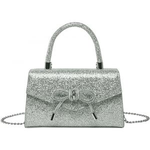 Pochette Femme &Eacute;tincelante avec Noeud &Eacute;l&eacute;gant Sac &agrave; Main pour Femme en Strass Brillant Pochette Soir&eacute;e Mode pour Mariage et F&ecirc;tes - Neuf