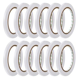 Lot De 12 Rouleaux De Ruban Adh&eacute;sif Double Face Fin Pour Le Bricolage,La Couture,Le Scrapbooking,L'artisanat,Le Papier Peint,La Fabrication De Cartes,L'emballage Cadeau,6 Mm X 10 M - Neuf