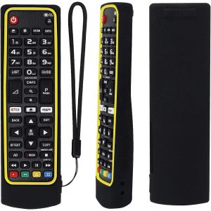 Étui de Protection en Silicone pour LG Smart TV Télécommande, AKB75675301 AKB75675304 AKB74915305, Housse Coque pour pour LG Télécommande, Antidérapage, Antisismique, Lavable (Noir+Jaune) - Neuf