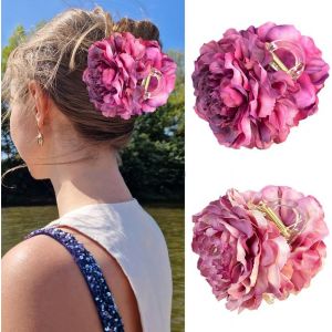 Kal-2 Pièces Pince Cheveux Femme Fleur Accessoire Cheveux Mode Clip Idéale Pour Coiffures Tous Les Jours Et Fête(Violet Et Rouge) - Neuf