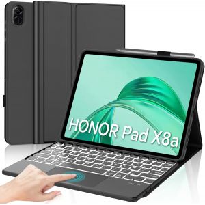 Coque Clavier Honor Pad X8a Avec Pavé Tactile, Clavier Pour Honor Pad X8a, Français Azerty, Clavier Rétroéclairé 7 Couleurs Avec Touchpad, Étui Clavier Détachable Honor Pad X8a 11"" 2024, Noir - Neuf