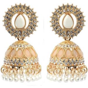 Kal-Boucles D'oreilles Jhumka Indiens Vintage Pour Femme Plaqué Or Zirconium Perles Avec Franges Style Bohème Ethnique Mariage Cadeau Femme Soirée Fête Inspiration Bollywood Cérémonie Bijou - Neuf