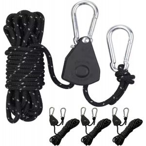 Yemaesre-Lot De 4 Haubans Réfléchissants Avec Tendeur De Corde - Diamètre 4 Mm - Corde Réglable - Avec Crochet, Corde Paracorde - Corde De Tente, Tendeur, Tendeur, Tendeur, Tendeur, Tendeur, Tente, T - Neuf